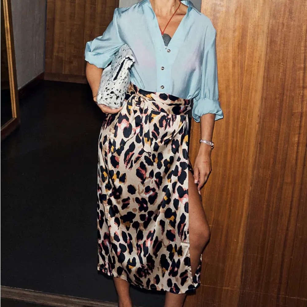 Never Fully Dressed Multicolor Animal Print Midi Skirt